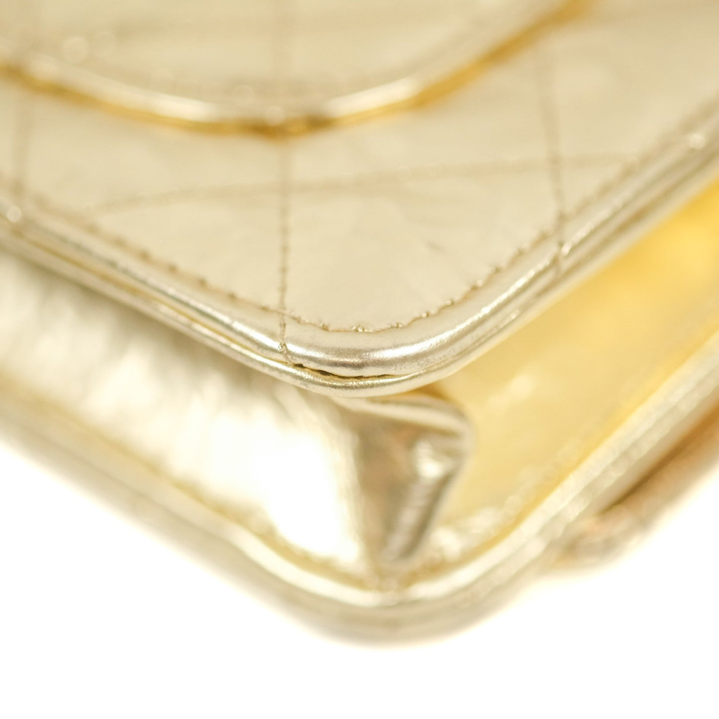 Chanel Quilted Classic Wallet on Chain WOC Metallic Gold Calfskin Gold Hardware