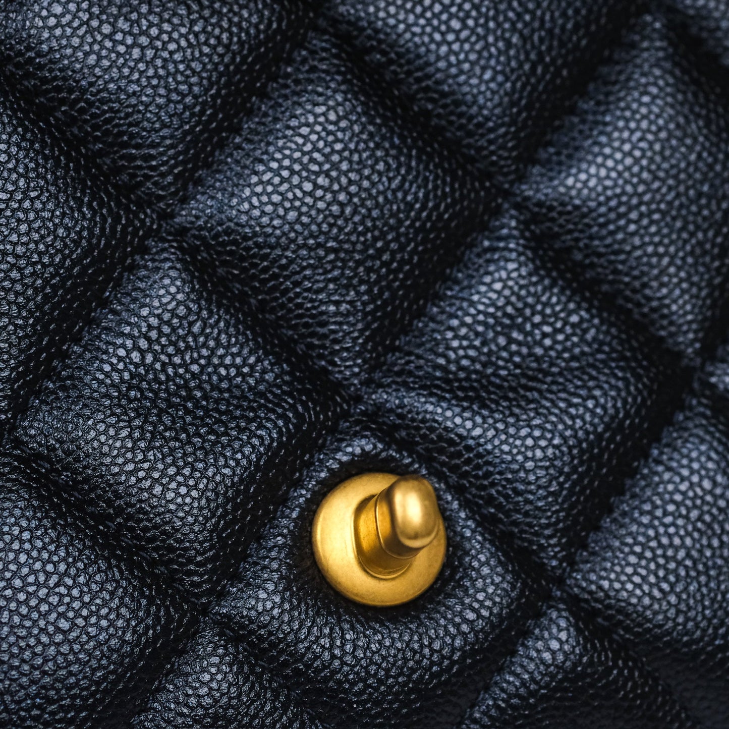 Chanel My Perfect Mini Flap Quilted Iridescent Navy Caviar Aged Gold Hardware