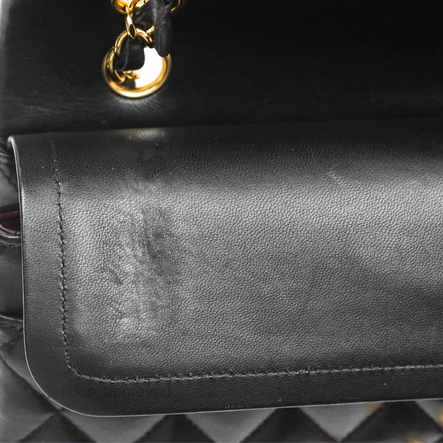Chanel Classic M/L Medium Flap Quilted Black Lambskin Gold Hardware