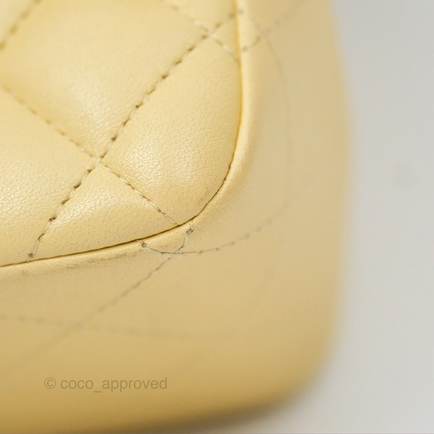 Chanel Mini Square Quilted Yellow Lambskin Gold Hardware