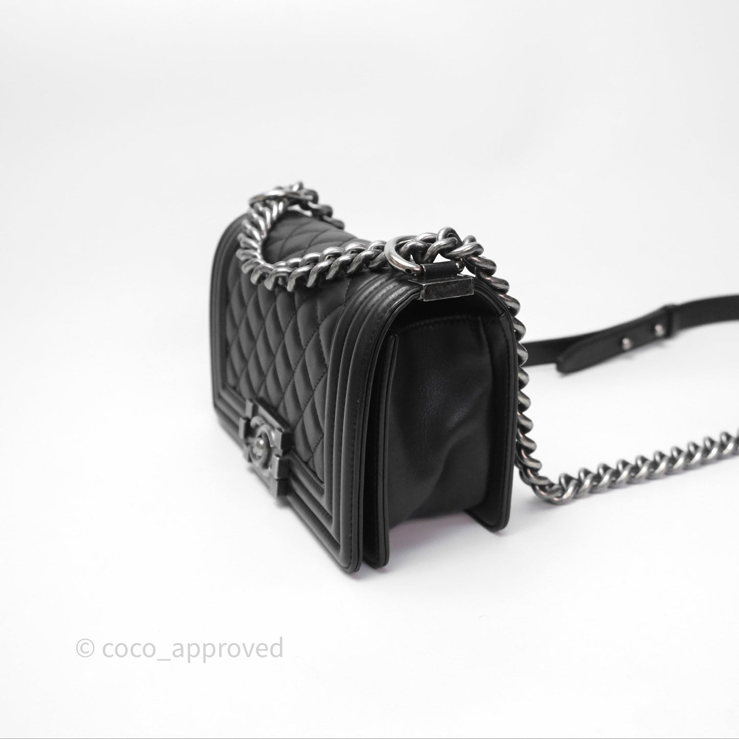 Chanel Small Boy Black Lambskin Ruthenium Hardware
