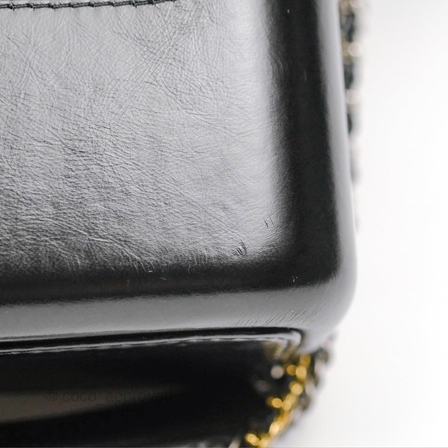 Chanel Large Gabrielle Tweed Green Black Calfskin
