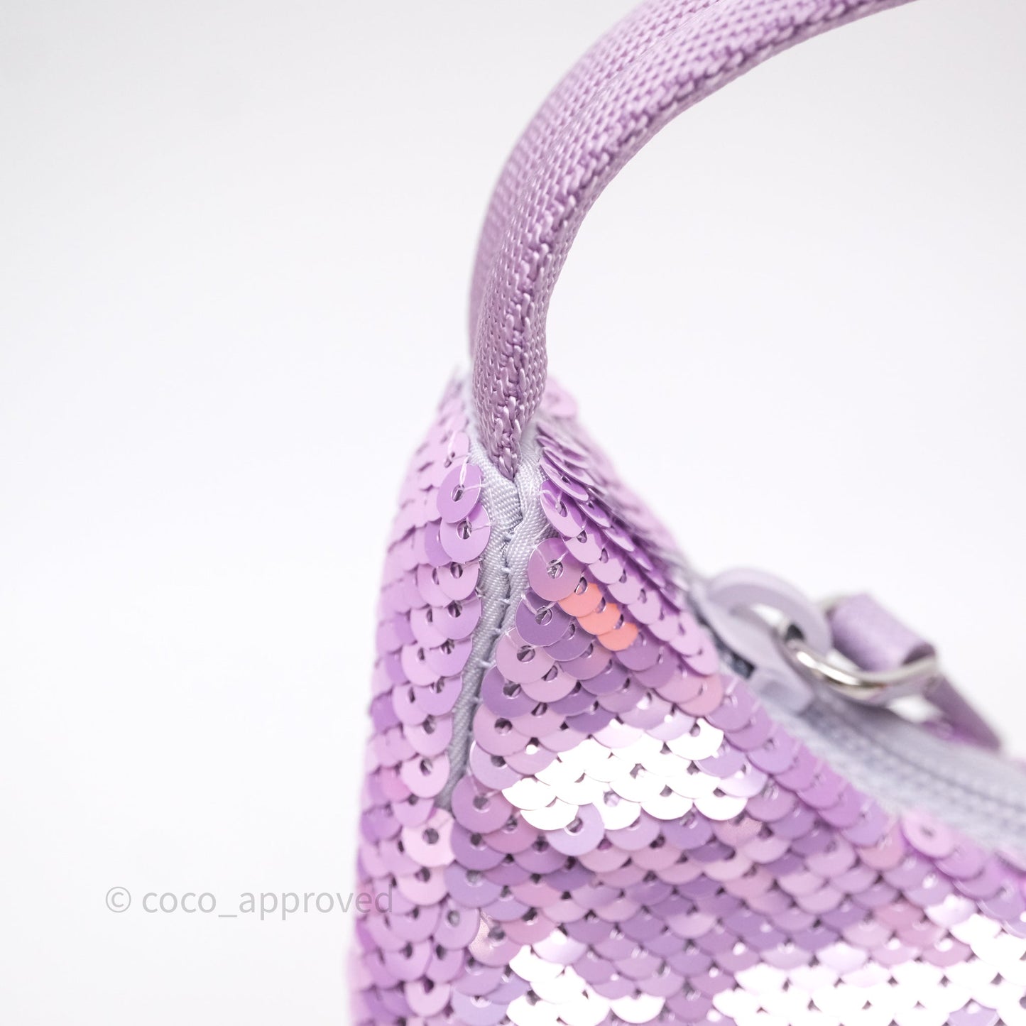 Prada Re-Edition 2000 Nylon Mini Hobo Bag Purple Sequin