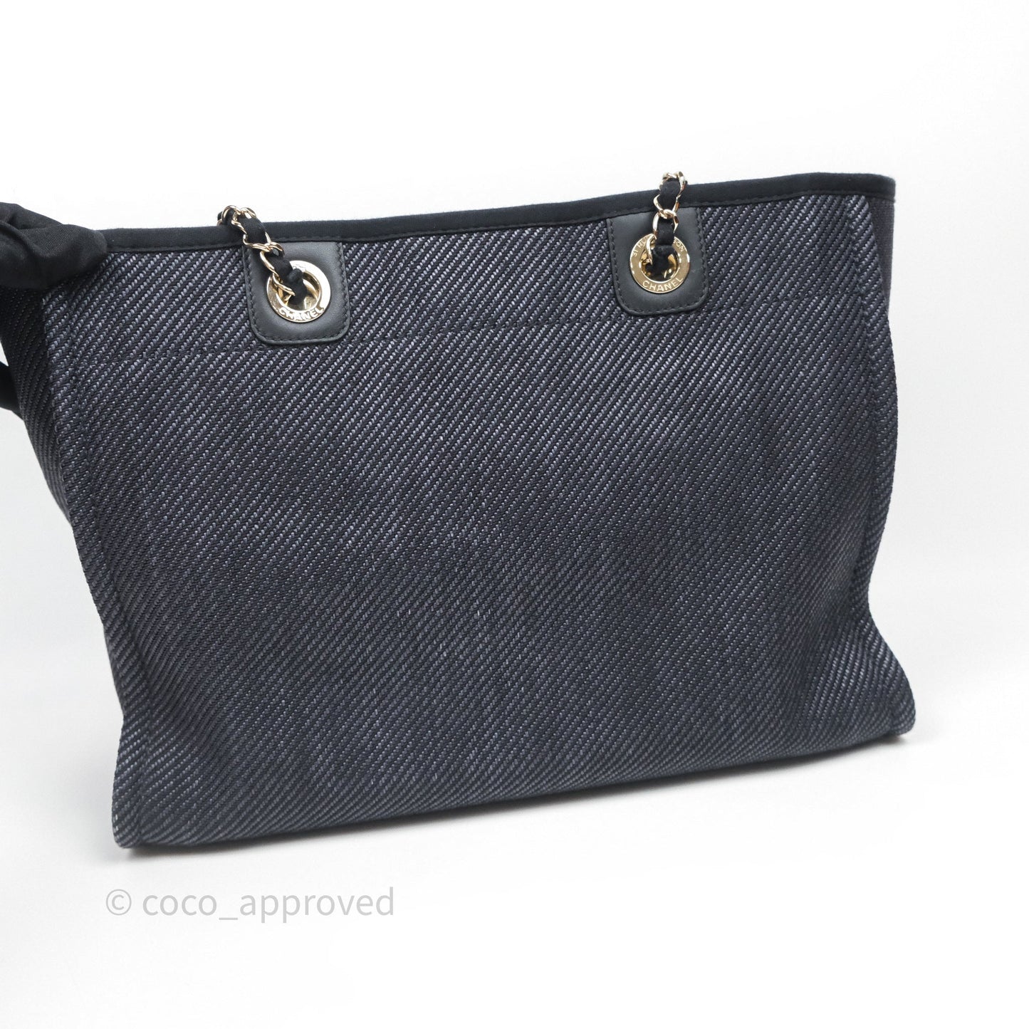 Chanel Medium Deauville Navy Canvas Gold Hardware