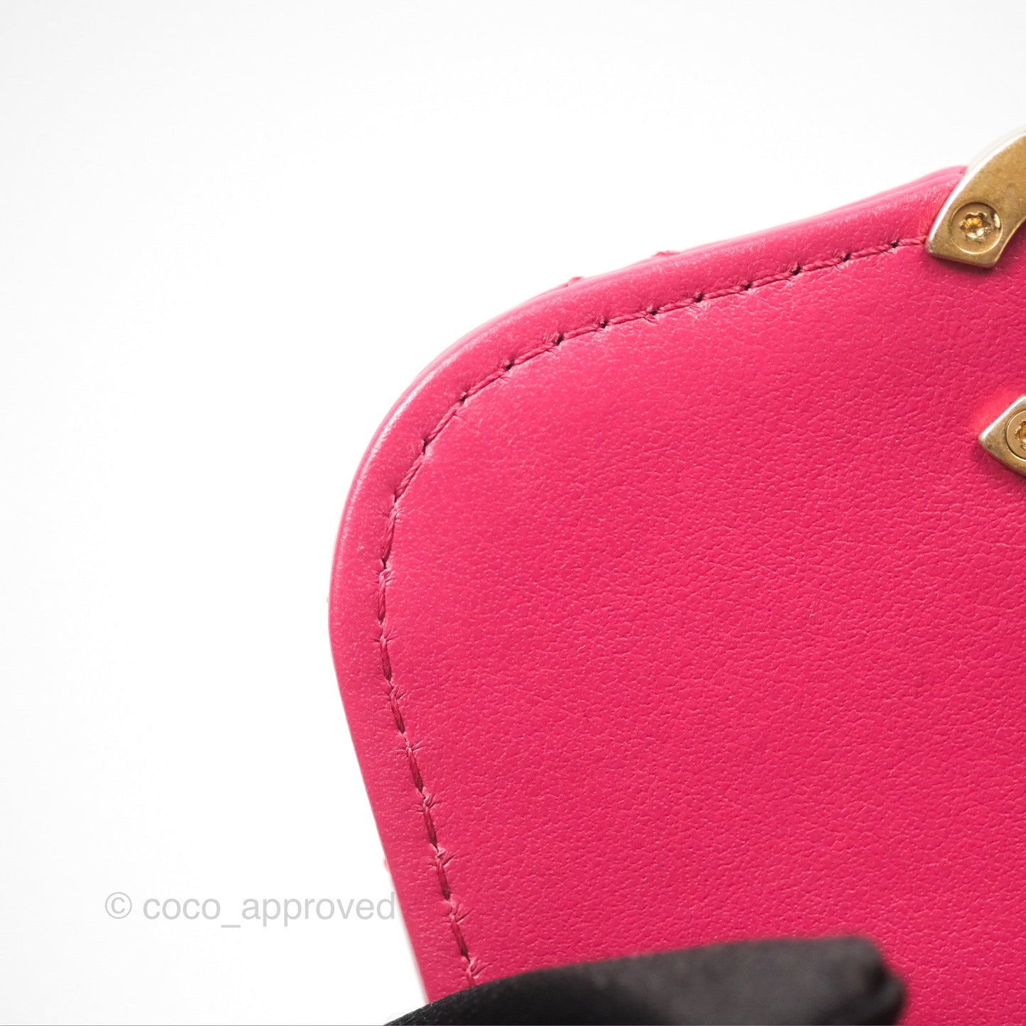 Chanel Quilted Perfect Fit Dark Pink Phone Holder Aged Gold Hardware