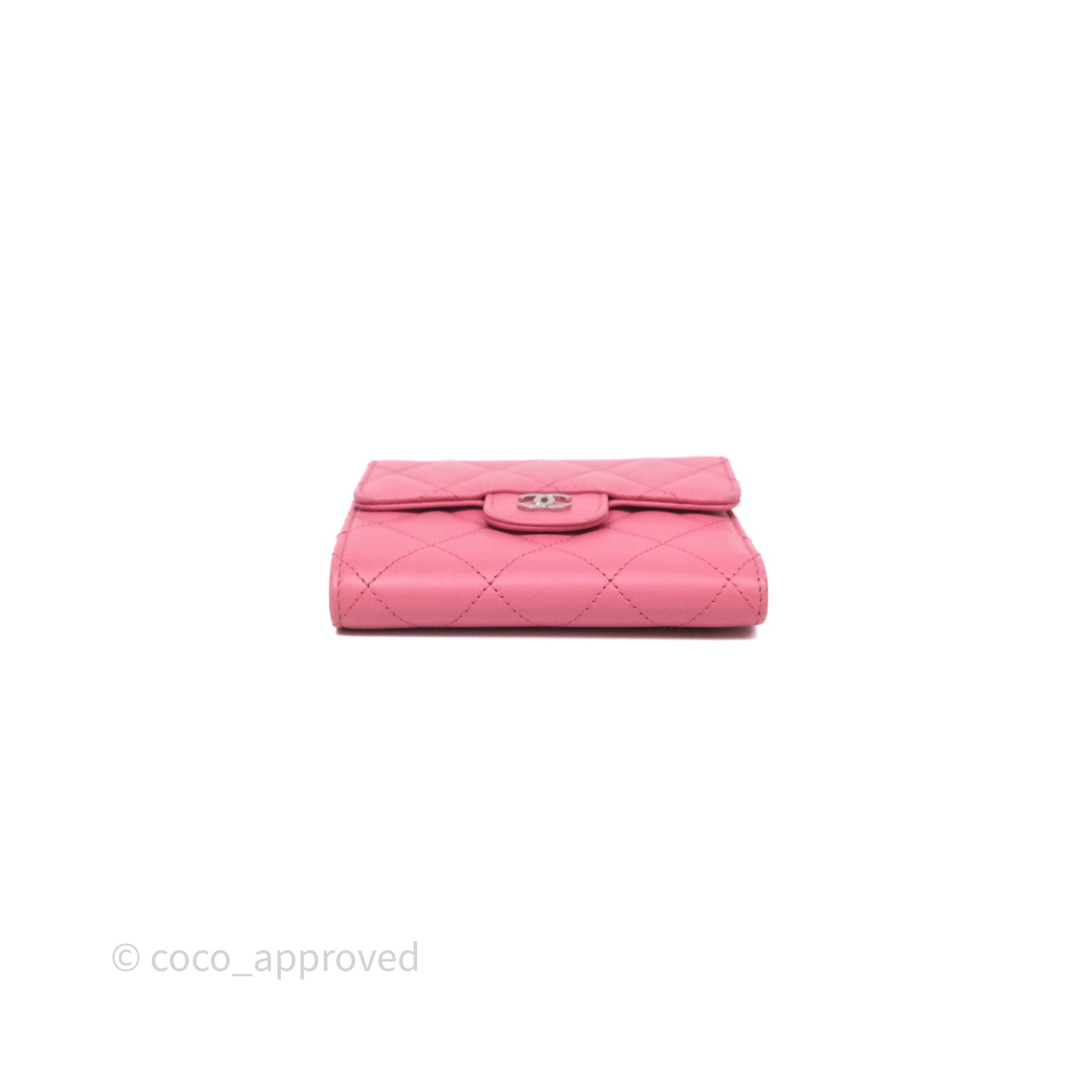 Chanel Classic Flap Wallet Pink Lambskin Silver Hardware