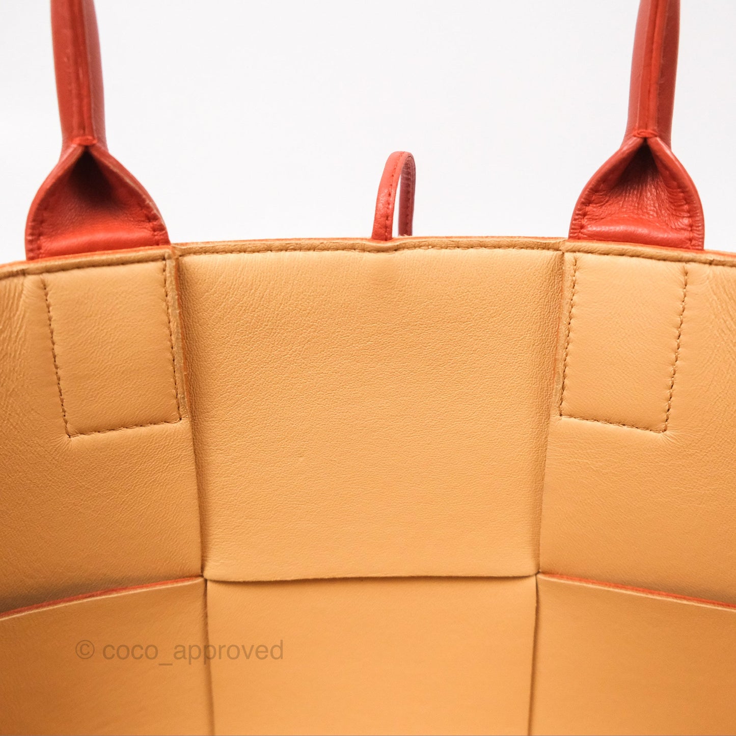 Bottega Veneta Small Arco Tote Bag Dark Orange Micro Intreccio Lambskin