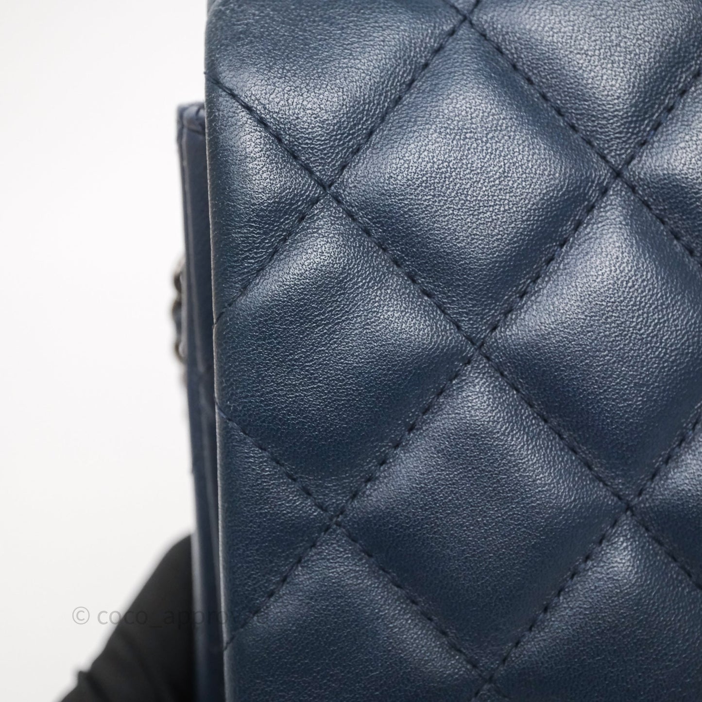 Chanel Quilted Clutch with Chain Lambskin Navy Gun Metal Hardware