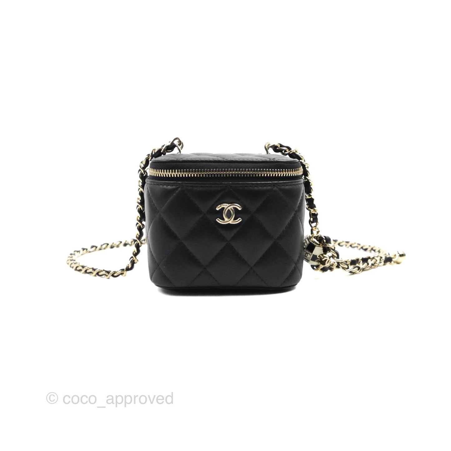 Chanel Mini Ball Crush Vanity With Chain Black Lambskin Gold Hardware