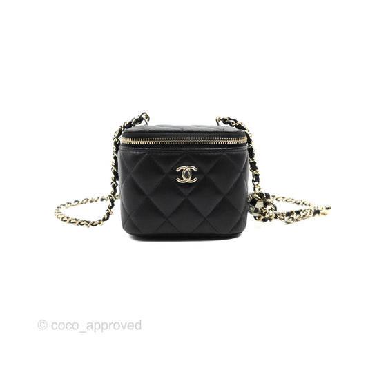 Chanel Mini Ball Crush Vanity With Chain Black Lambskin Gold Hardware