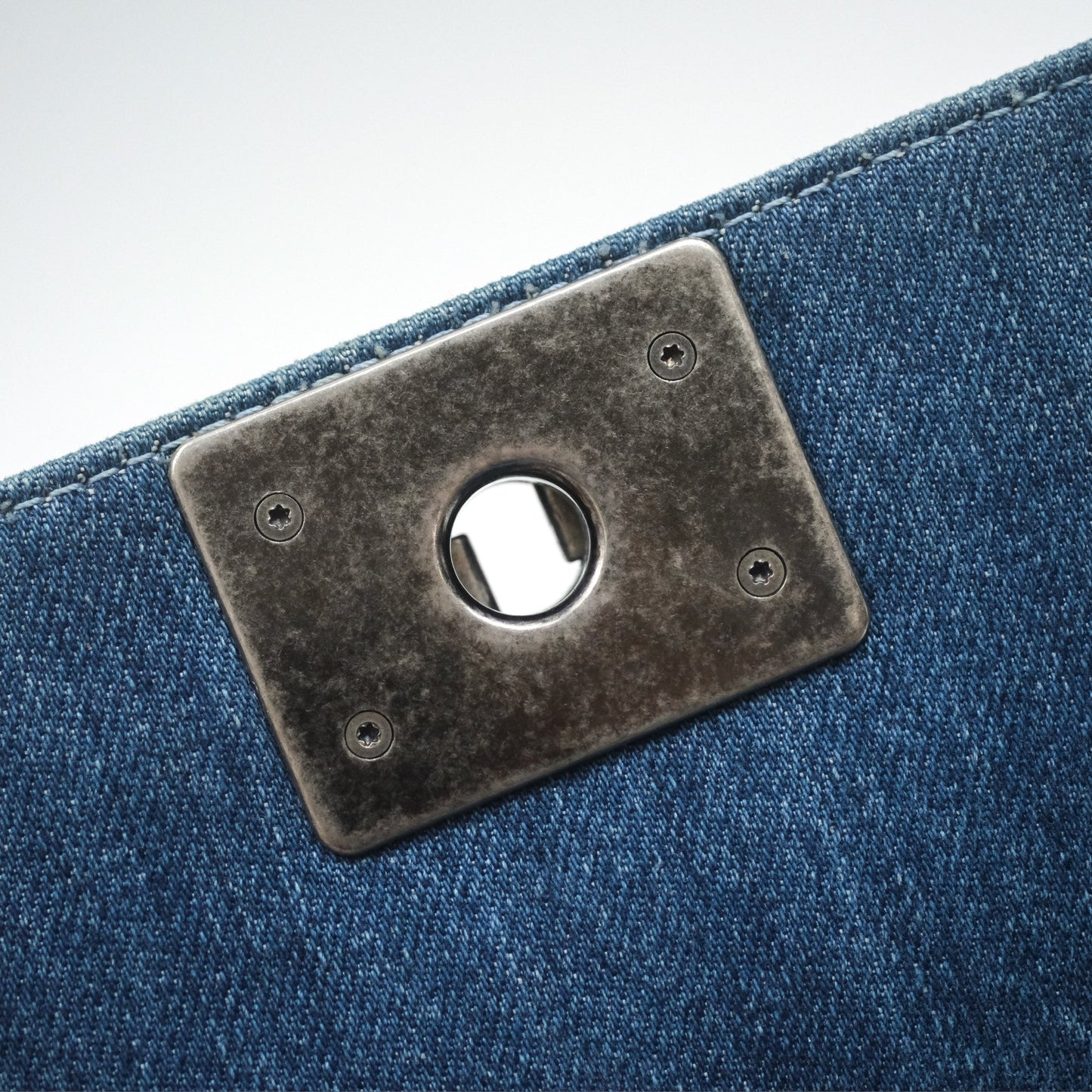Chanel Small Boy Blue Denim Tweed Ruthenium Hardware