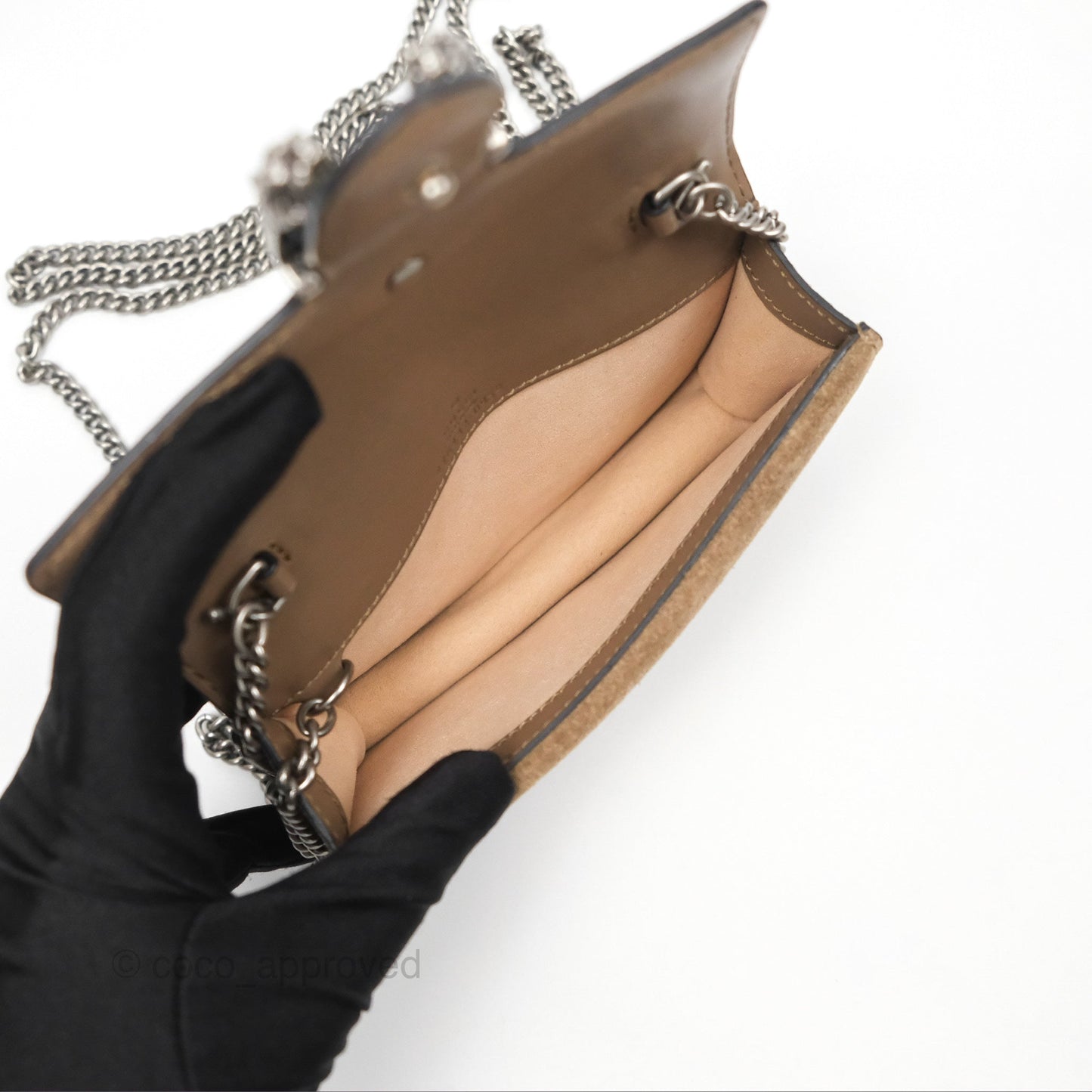 Gucci Dionysus GG Supreme Super Mini Crossbody Bag Ruthenium Hardware