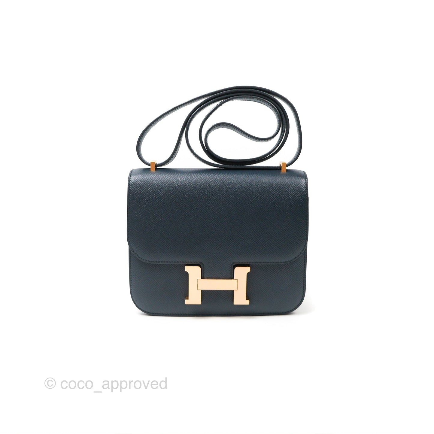 Hermès Constance Mini 18cm Bleu Nuit 2Z Epsom Rose Gold Hardware