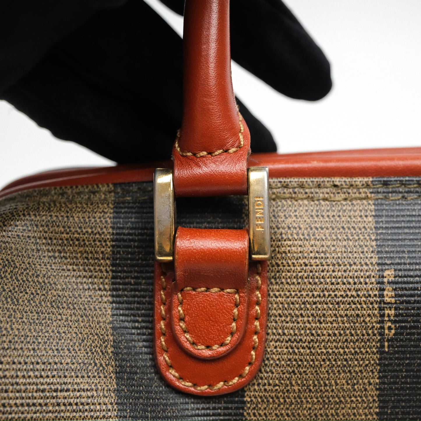 Fendi Mini Vintage Striped Boston Bag