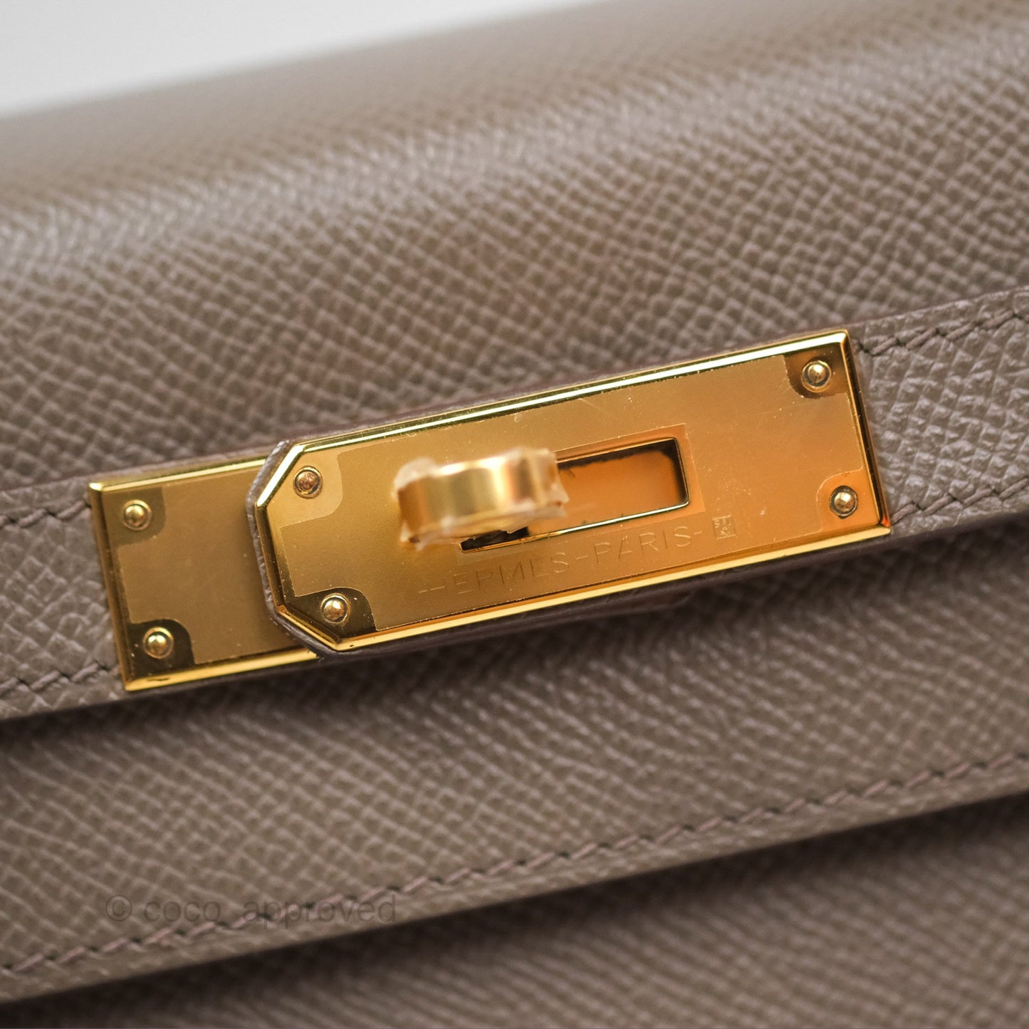 Hermès Kelly Sellier 28 Gris Etain 8F Epsom Gold Hardware