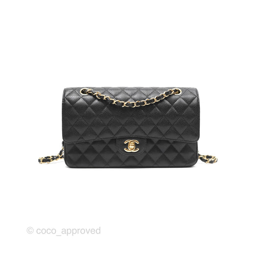 Chanel Classic M/L Medium Flap Quilted Black Caviar Gold Hardware