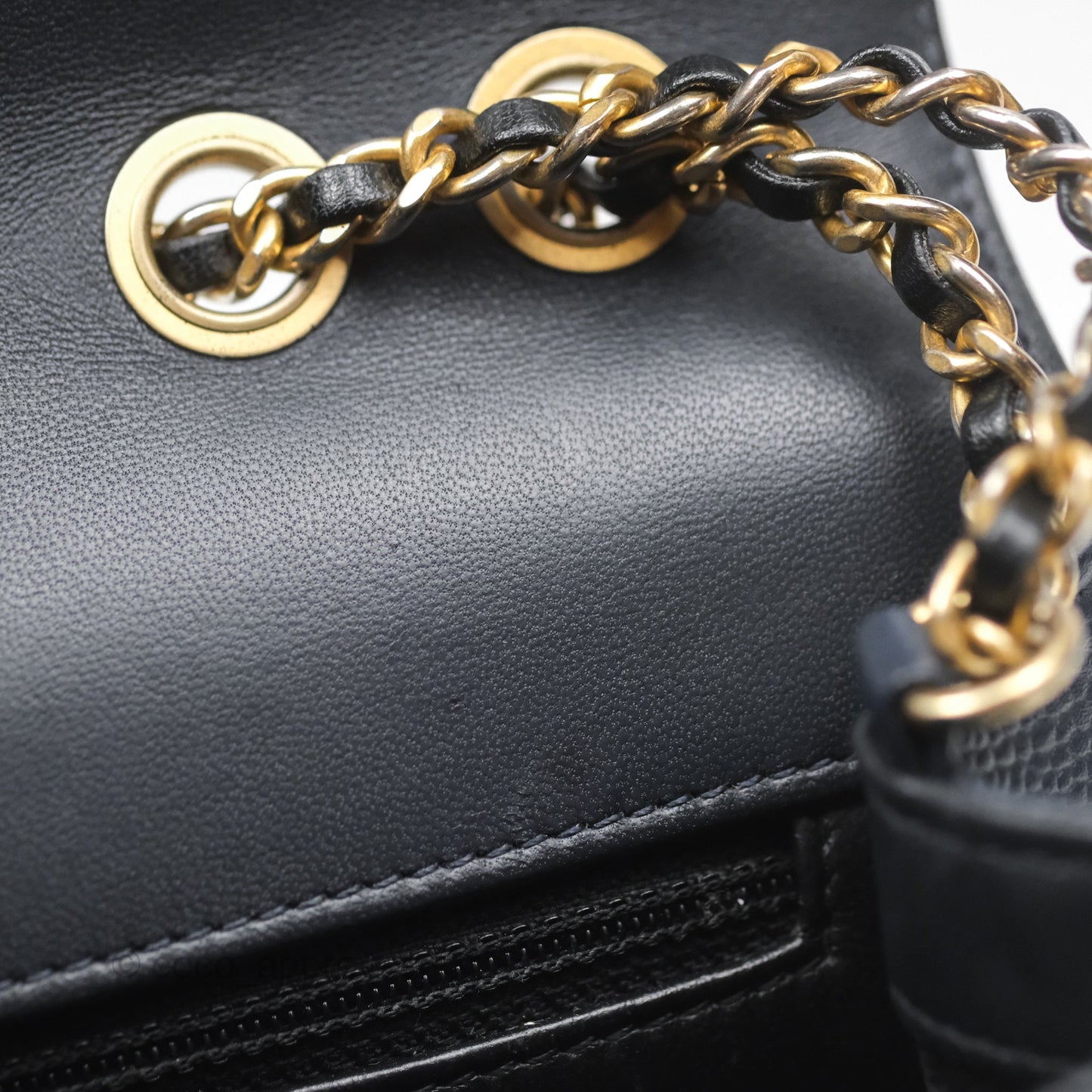 Chanel Small CC Filigree Flap Quilted Navy Black Caviar Aged Gold Hardware