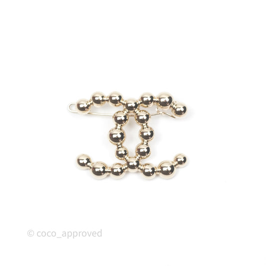 Chanel Metal Beaded CC Hair Clip Gold Tone 21S