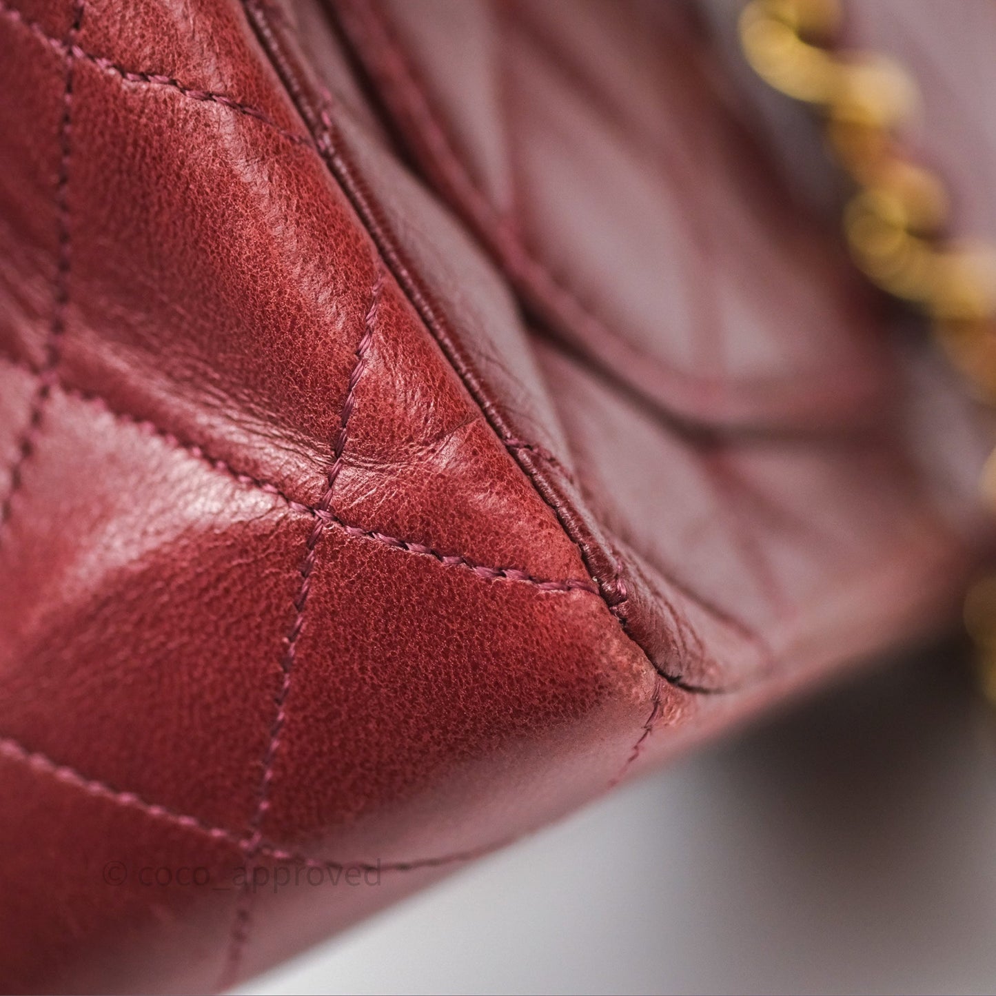 Chanel Vintage Mini Square Burgundy Lambskin 24K Gold Hardware