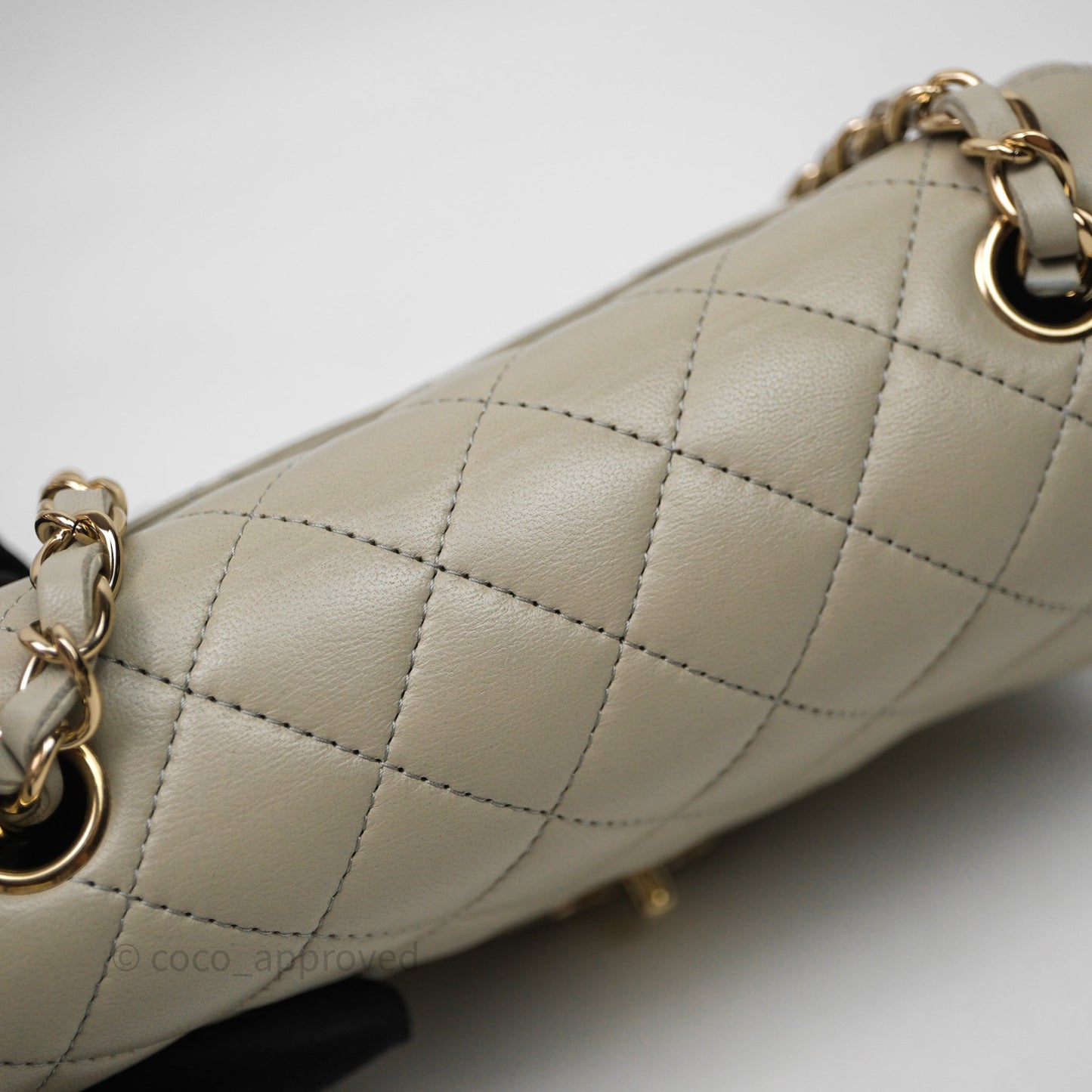 Chanel Mini Rectangular Flap Quilted Light Grey Lambskin Gold Hardware 22C