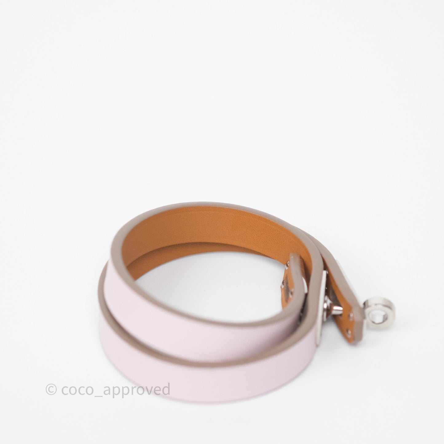 Hermès Kelly Double Tour Bracelet Mauve Pâle Swift Palladium Hardware
