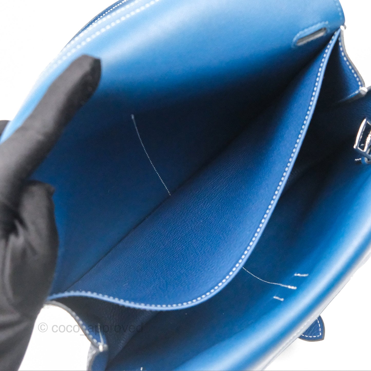 Hermès Halzan 31 Deep Blue S4 Clemence Palladium Hardware