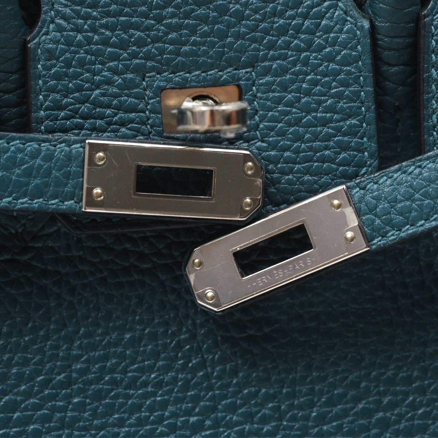 Hermès Birkin 25 Retourne Vert Bosphore W0 / Bleu Océan Z7 Togo Palladium Hardware