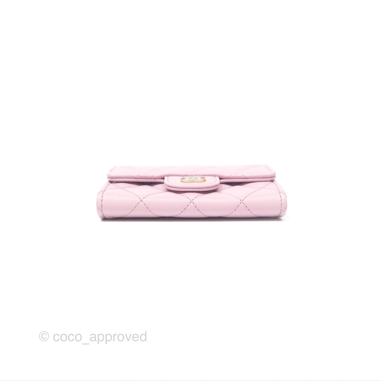 Chanel Quilted Flap Card Holder Caviar Pink Gold Hardware