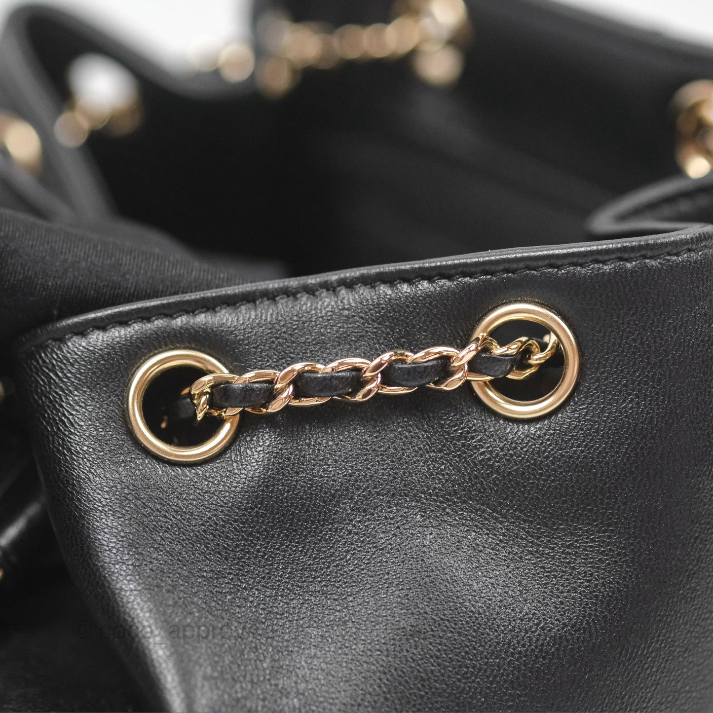 Chanel Quilted Small Duma Drawstring Backpack Black Lambskin