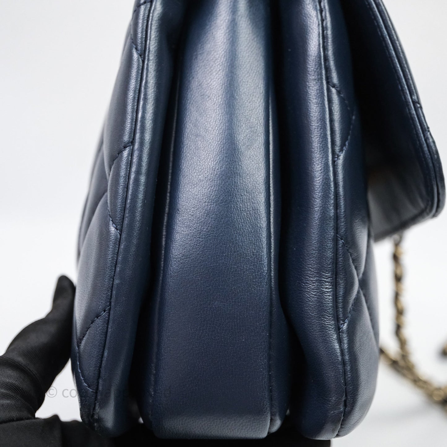 Chanel Small Trendy CC Navy Lambskin Gold Hardware