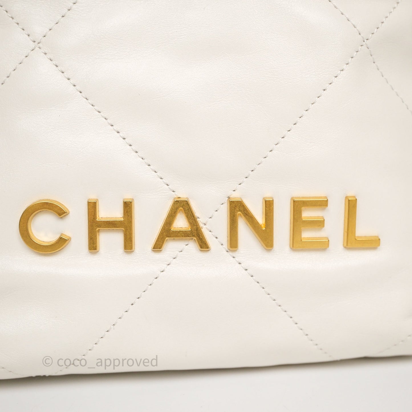 Chanel 22 Mini Bag White Calfskin Aged Gold Hardware
