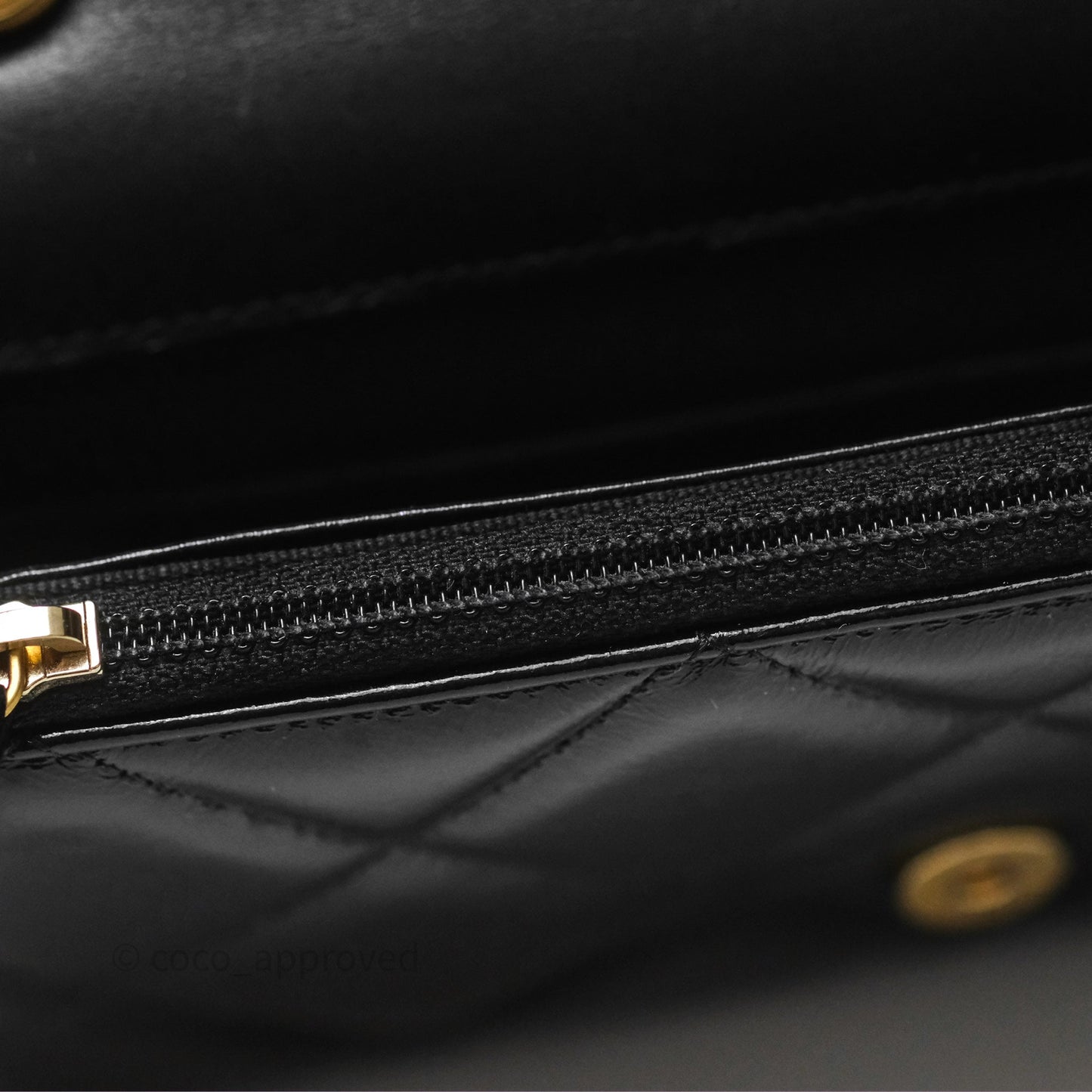 Chanel Quilted Medallion Wallet on Chain WOC Black Glossy Lambskin Gold Hardware 22K
