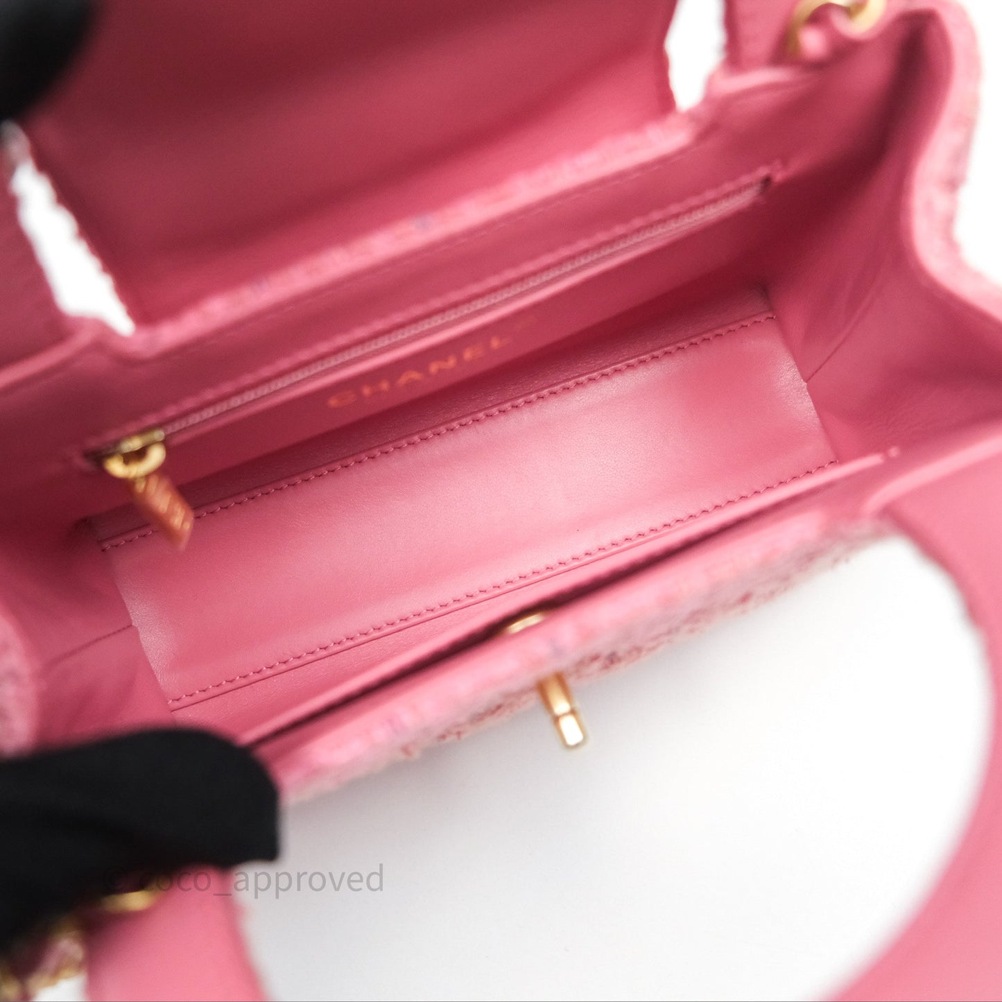 Chanel Kelly Bag Pink Tweed Aged Gold Hardware