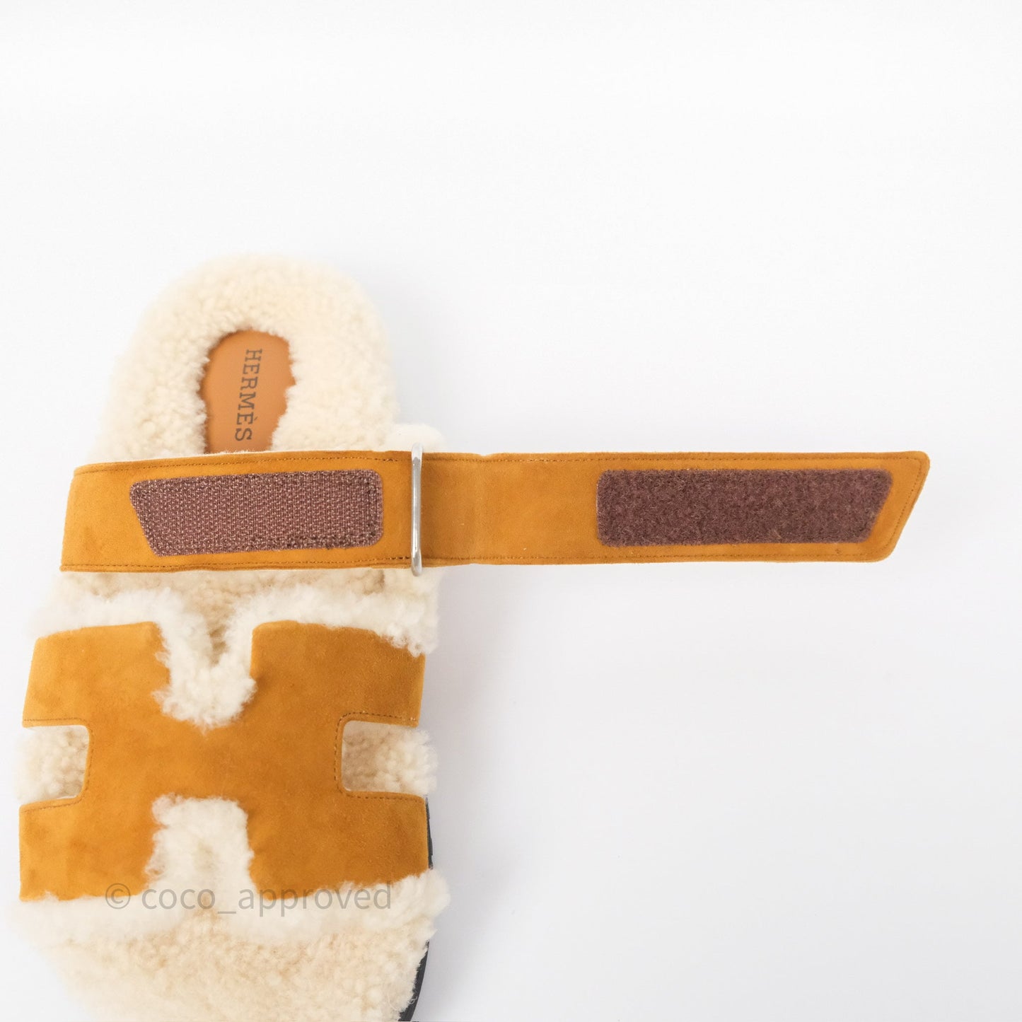 Hermès Chypre Sandal Shearling Beige Kraft / Ecru Goatskin Size 37