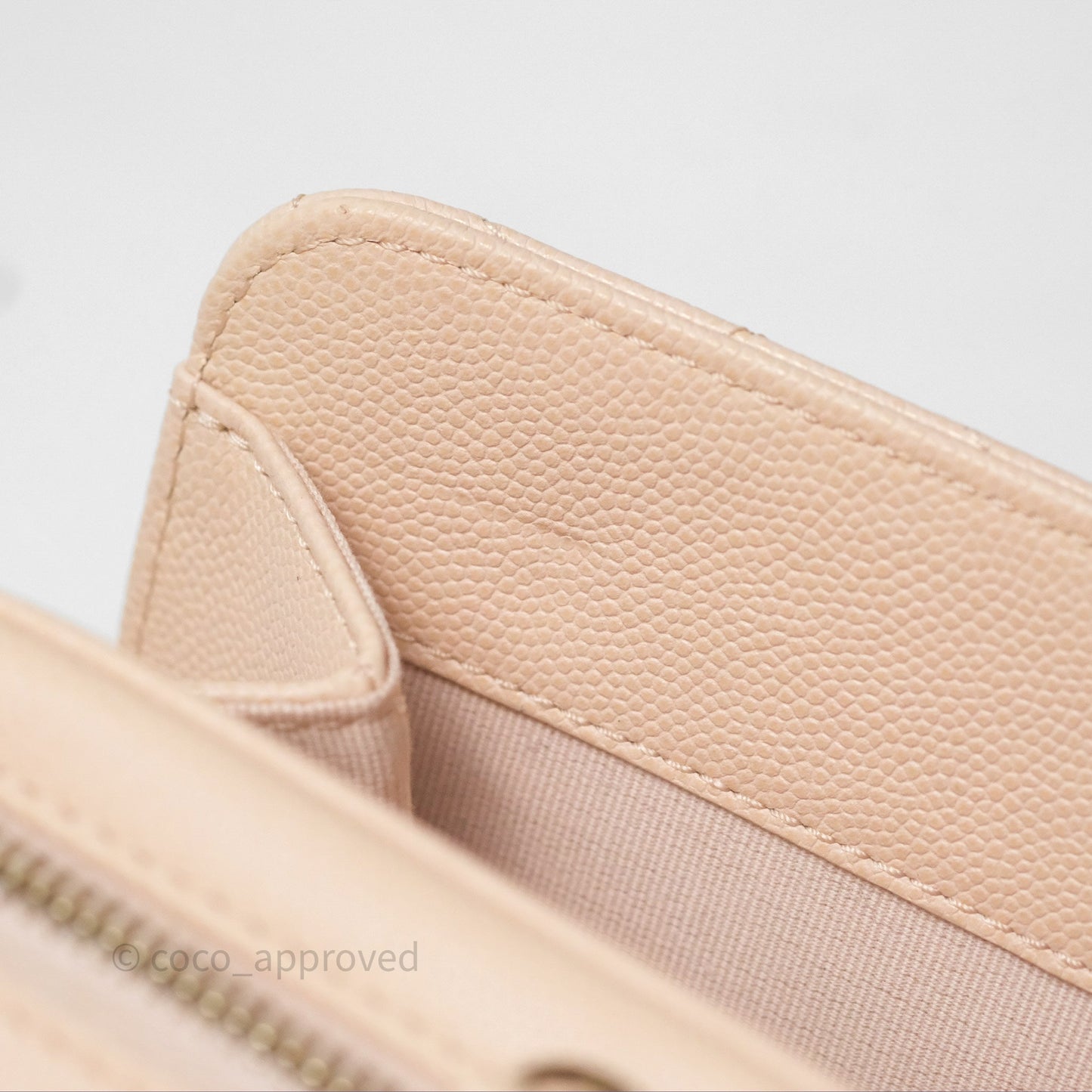 Chanel Quilted Small Like The Wallet Flap Light Beige Pink Caviar Light Gold Hardware 22C