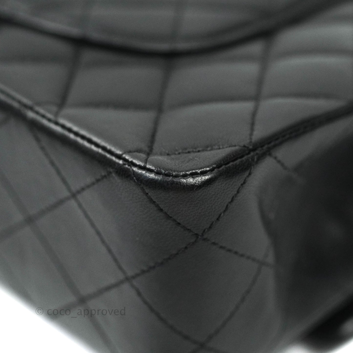 Chanel Classic M/L Medium Double Flap Black Lambskin Silver Hardware