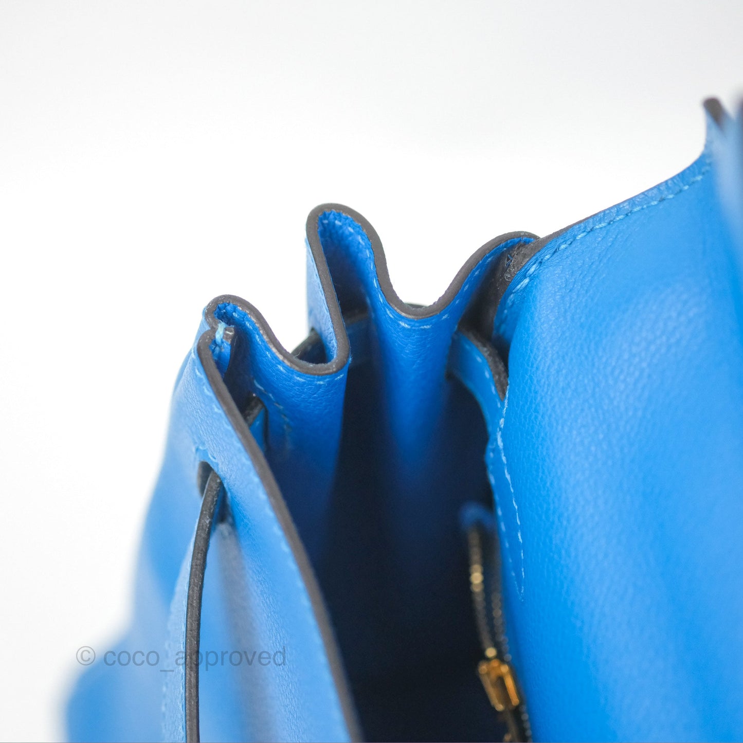 Hermès Retourne Kelly 28 Blue Evercolor Gold Hardware