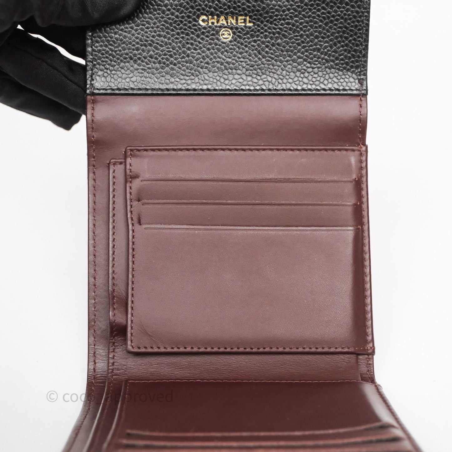 Chanel Classic Short Flap Wallet Black Caviar Gold Hardware
