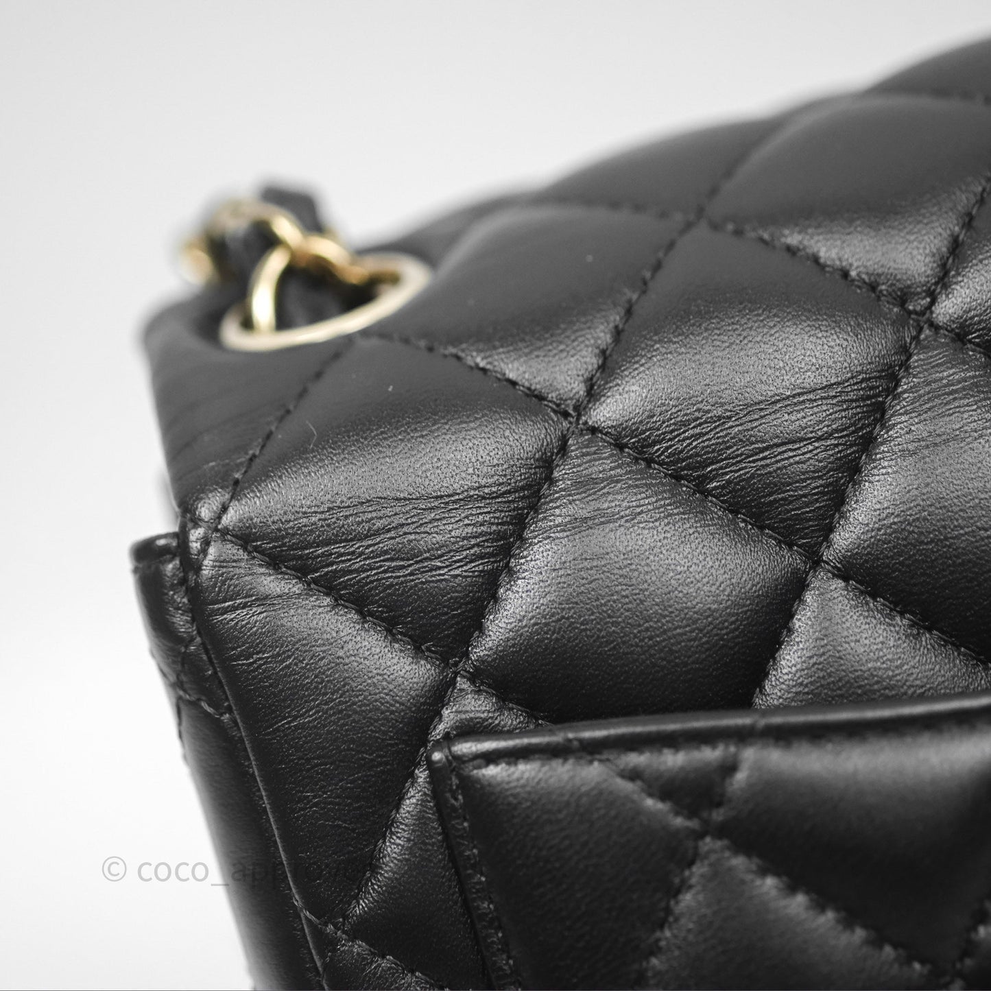Chanel Mini Square Flap Quilted Black Lambskin Gold Hardware