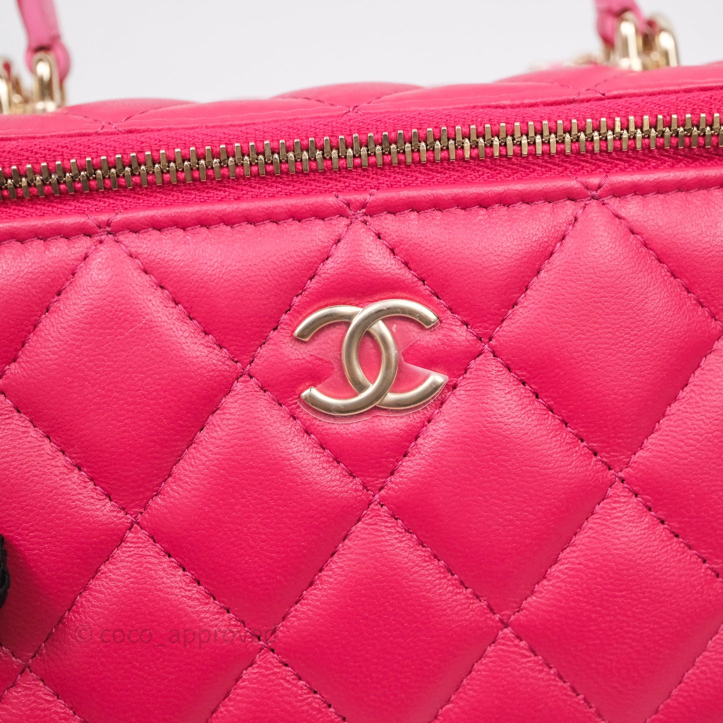 Chanel Vanity Rectangular Top Handle Pink Lambskin Gold Hardware