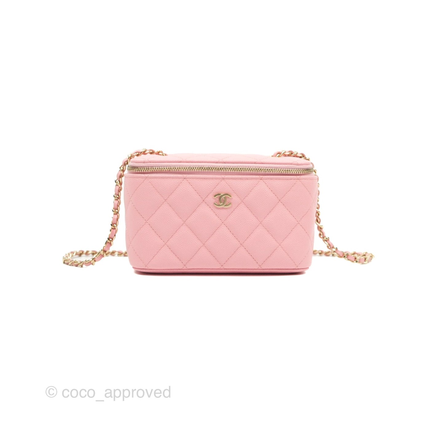 Chanel Classic Vanity With Chain Pink Caviar Gold Hardware