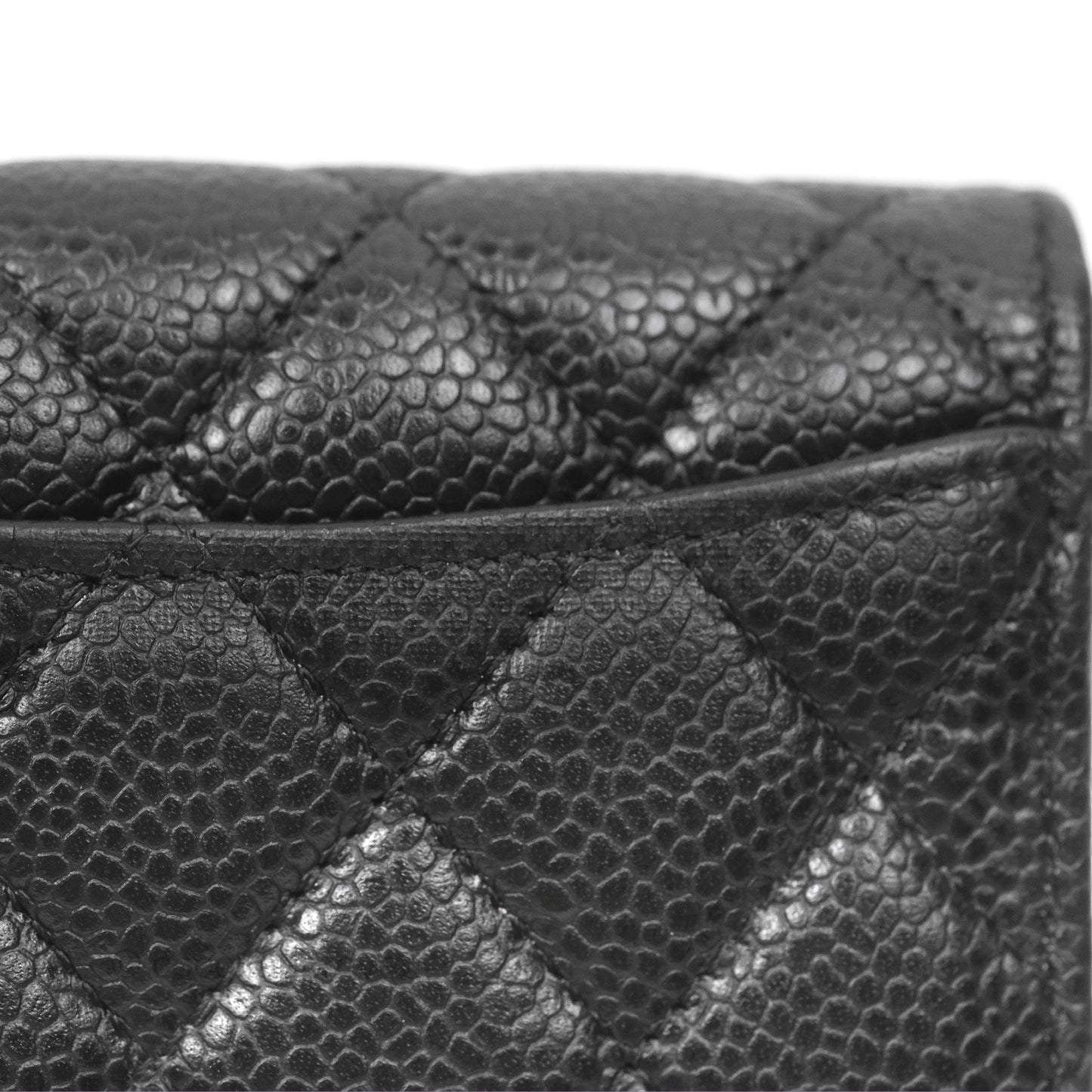 Chanel Quilted Flap Card Holder Black Caviar Silver Hardware