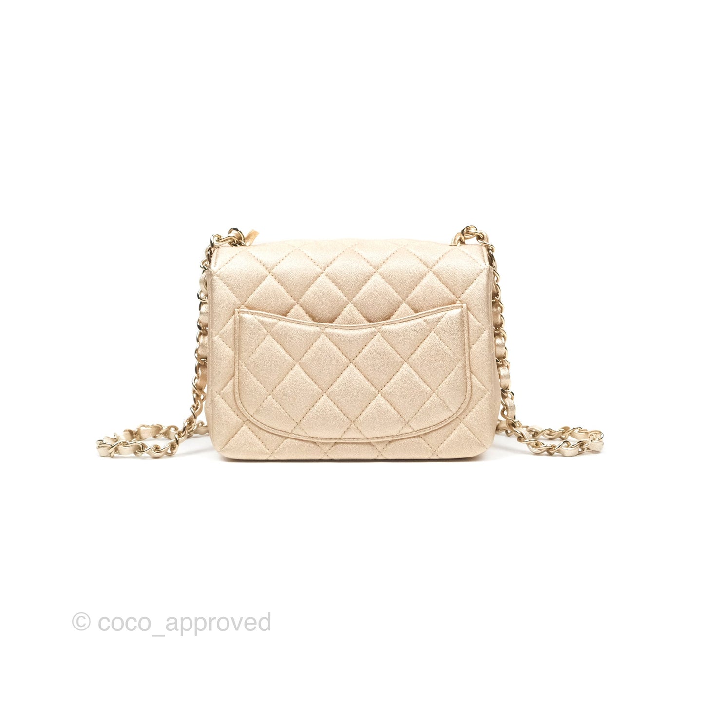 Chanel Quilted Mini Square Iridescent Gold Lambskin Gold Hardware 21P