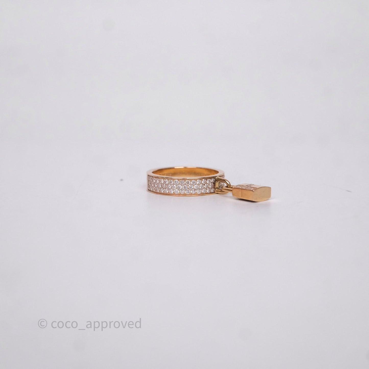 Hermès Kelly Cadenas Ring Rose Gold Diamonds Size 50