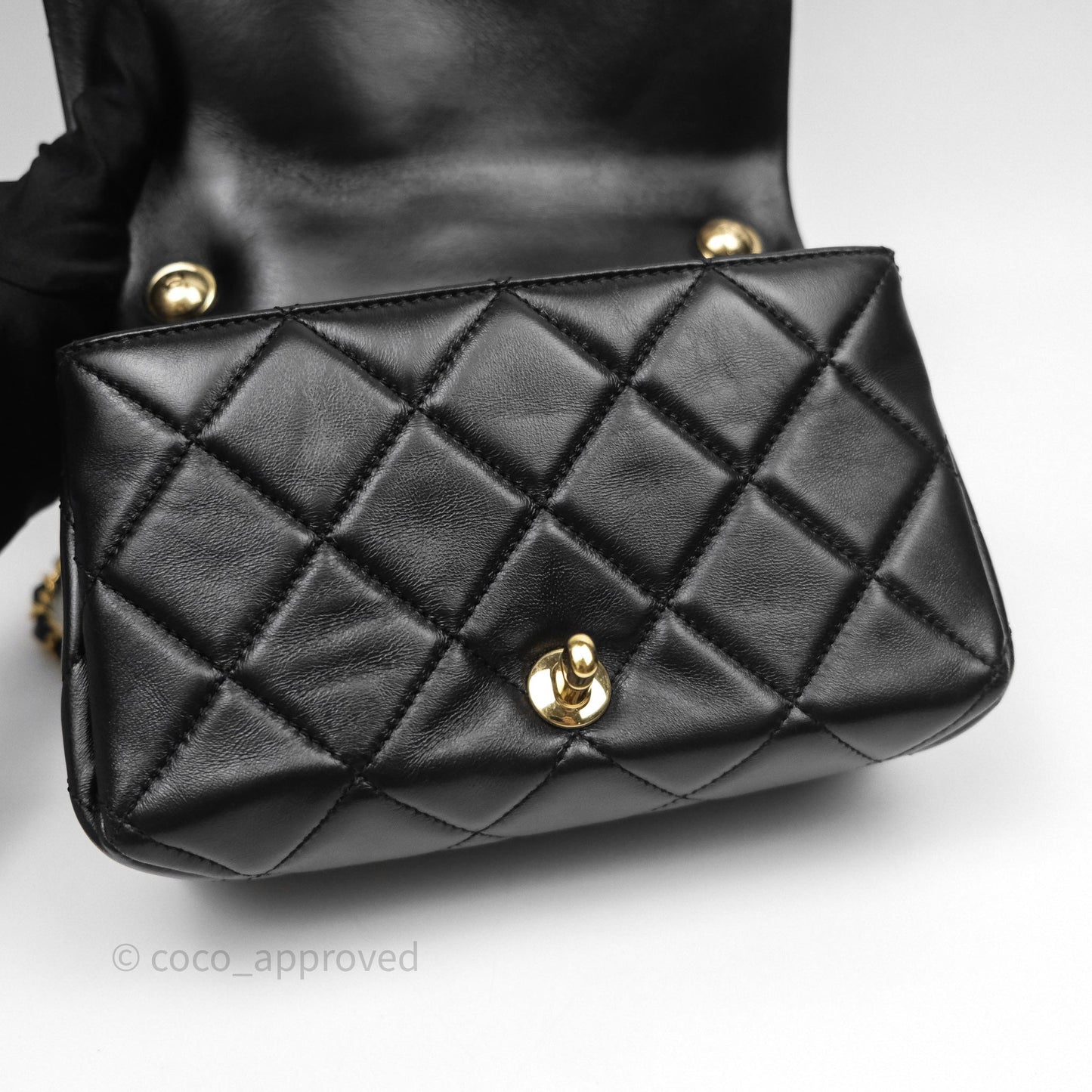 Chanel Quilted Color Match Chain Flap Black Lambskin Gold Hardware