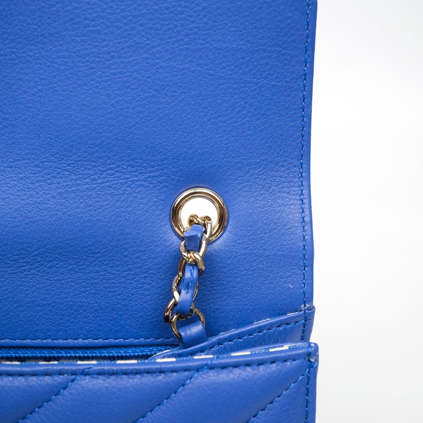 Chanel Chevron Square Envelope Flap Bag Royal Blue Calfskin Gold Hardware 19C