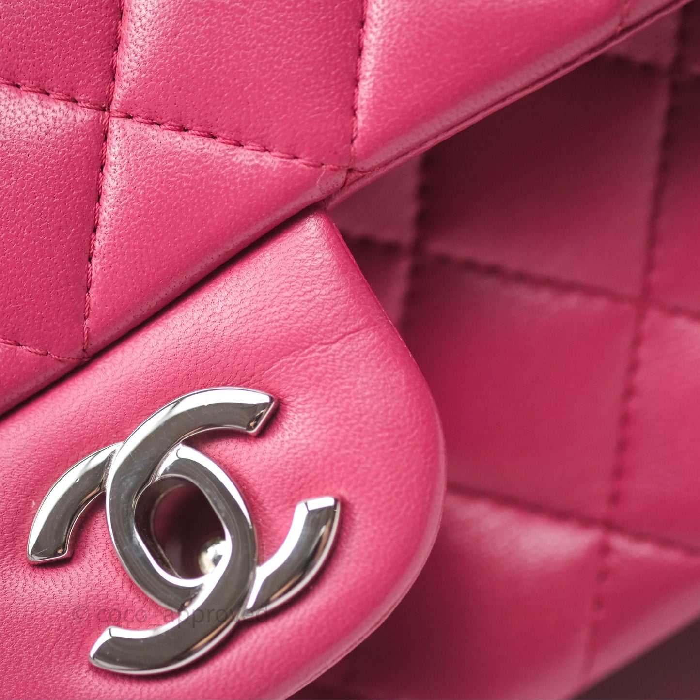 Chanel Quilted Mini Rectangular Flap Dark Pink Lambskin Silver Hardware