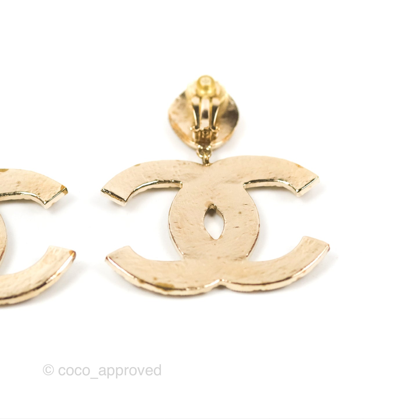Chanel CC Brown Gripoix Rectangle Drop Ear clip Gold Tone 12A