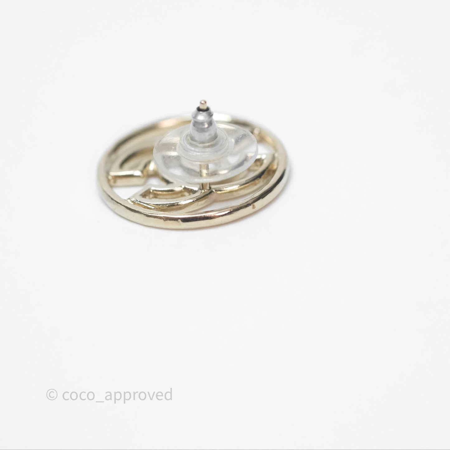 Chanel CC Round Earrings Gold Tone 17C