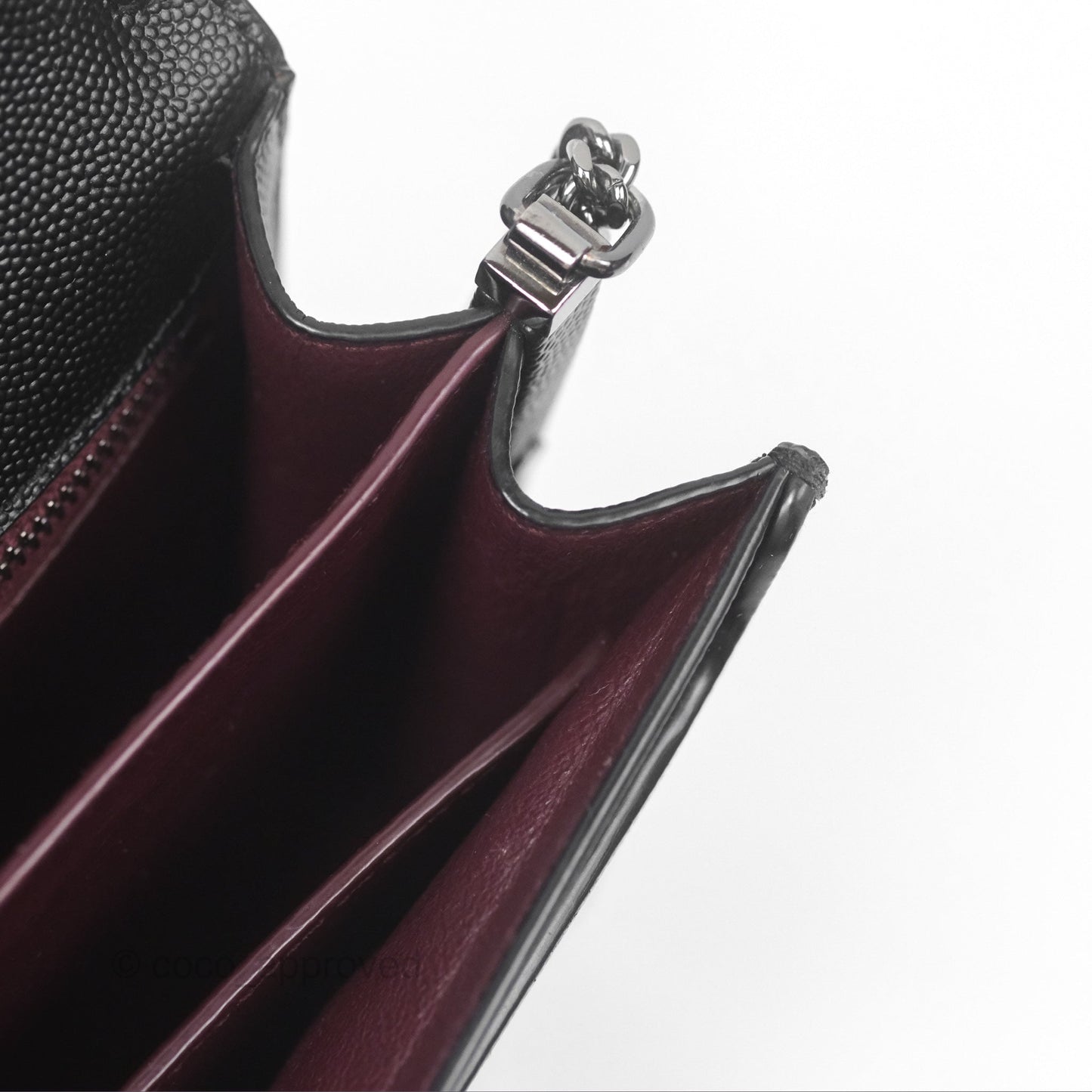 Saint Laurent Cassandra in Grain De Poudre Embossed Leather Black